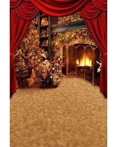 GladsBuy Christmas Tree Beside The Fireplace 5' x 7' Computer Printed Photography Backdrop Christmas Theme Background HY-CM-3251