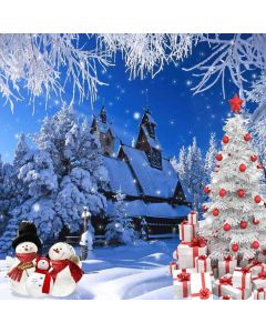 White Christmas 10' x 10' CP Backdrop Computer Printed Scenic Background GladsBuy Backdrop ZJZ-018